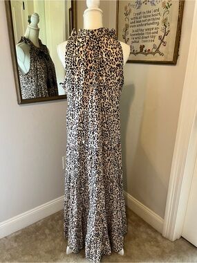 Mud Pie Beige and Black Sleeveless Leopard Print Maxi Dress